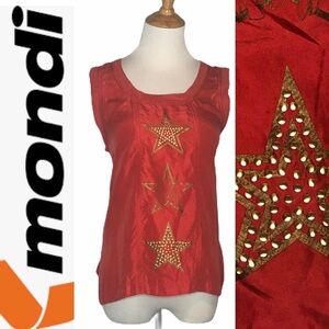 Vintage Ann Port by Mondi Orange Silk Star Tank